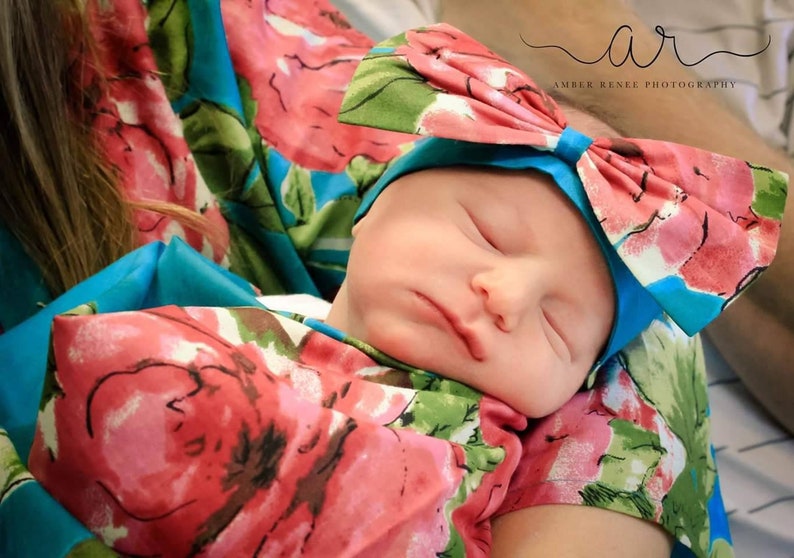 Blue Swaddle Headband Set Baby Swaddle Blanket Newborn Etsy