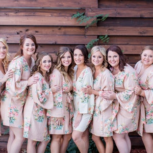 Premium Dusty Rose / Rosegold Bridesmaids Robes - Dreamy Angel Song Pattern - Soft Rayon Fabric - Better Design - Getting ready robes