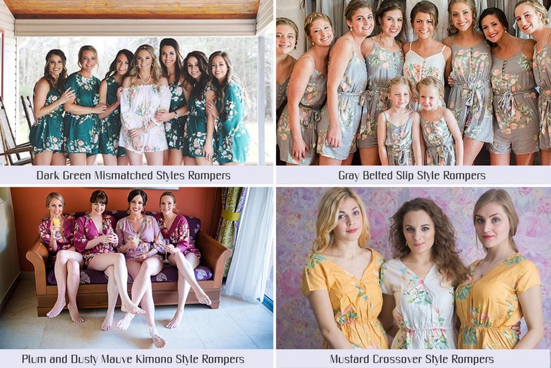 Gray Off the shoulder Rompers By Silkandmore Dreamy Angel Song pattern Bridesmaids Gifts, Bridesmaids Rompers, Bridal Party Rompers 画像 8