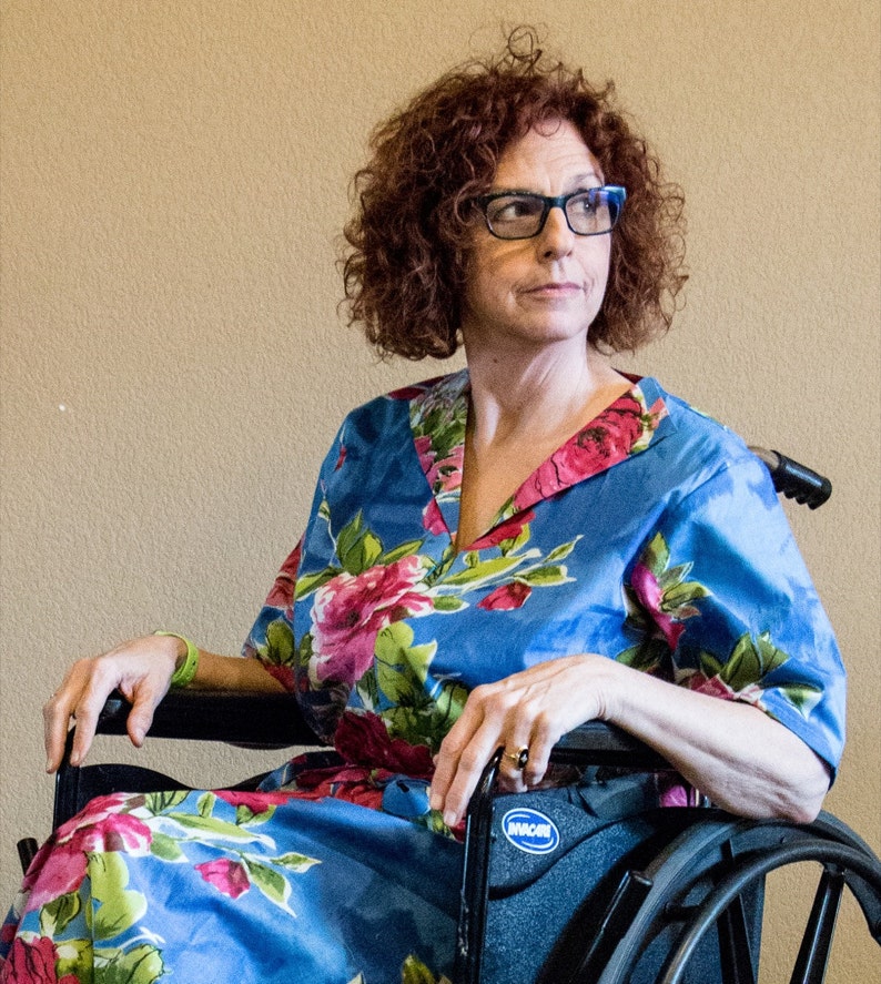 Indigo Blue Wheelchair Friendly Zipfront Collared Housecoat Etsy