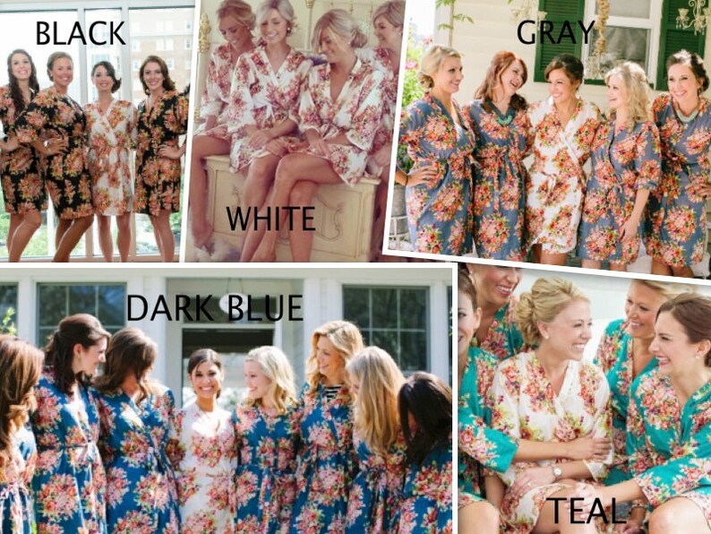 Getting ready robes Bridal Party Robes Blush Bridesmaids Robe Sets Kimono Crossover Robe Floral Robes Bridesmaids gifts