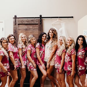 Burgundy Bridesmaids Pj sets - Notched Collar Style Pj Sets in Angel Song Pattern - Bridesmaids Pjs - Getting Ready Pjs - Robes Alternatives