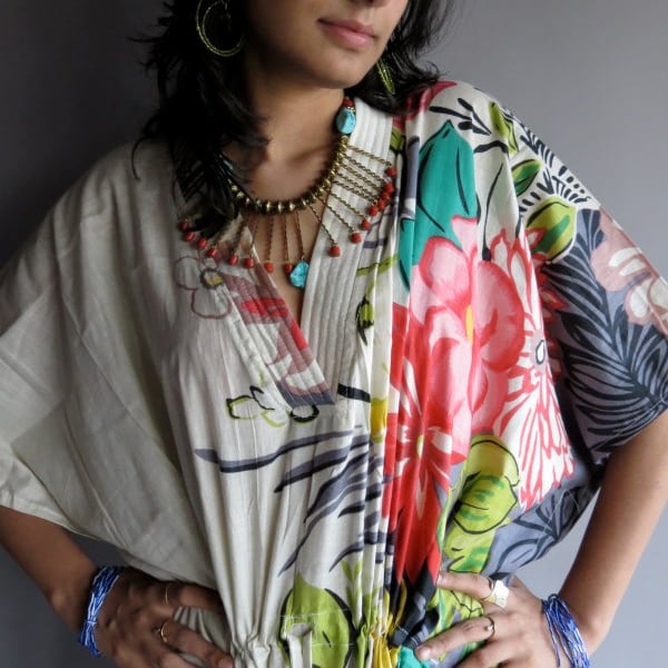 Unspoken - Multicolored Kaftan Robe - Perfect as a long dress, loungewear, beachwear, spas, for to be moms and more