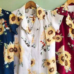 Sunflower & Eucalyptus - Hand-drawn Watercolor Sunflowers and Eucalyptus leaves pattern - Robes/ Pjs /Rompers - Getting Ready Outfits