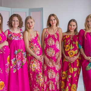 Ooievaar dromen Magenta - moederschap Nachthemd moederschap nachtjapon, moederschap Bed Gown, zwangerschap Pyama, zwangerschap Pjs, Baby douchegift