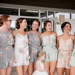 Mismatched Rompers By Silkandmore Bridesmaids Gifts, Bridesmaid Rompers, Bridal Party Rompers, Getting Ready Rompers, Playsuits image 1