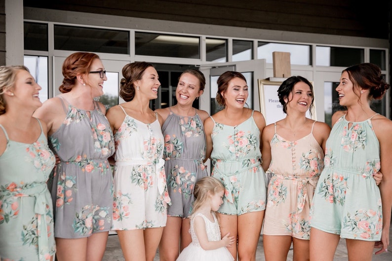 Mismatched Rompers By Silkandmore Bridesmaids Gifts, Bridesmaid Rompers, Bridal Party Rompers, Getting Ready Rompers, Playsuits image 1
