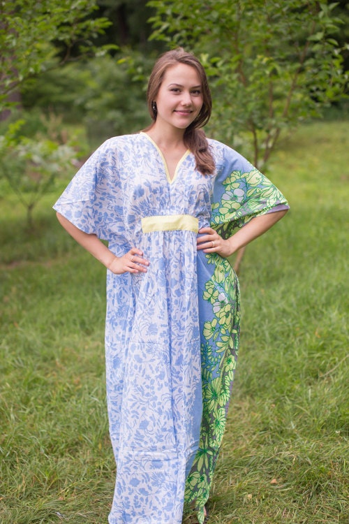 Unfurl Kaftan Style in Falling Leaves Pattern in White Blue - Etsy