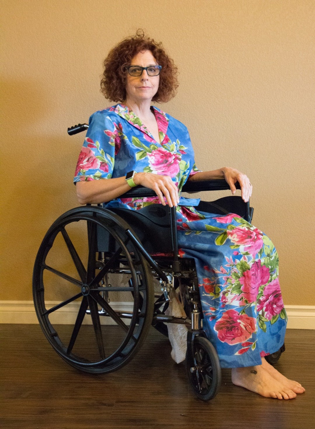 Indigo Blue Wheelchair Friendly Zipfront Collared Housecoat for