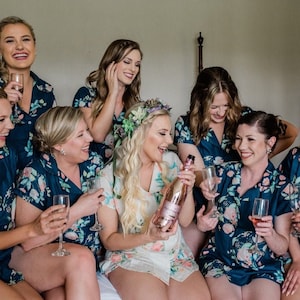 Dark Teal Blue Pjs - Notched Collar Style Pj Sets in Angel Song Pattern - Bridesmaids Pj Sets - Bridal Party Pjs - Jammies - Getting Ready
