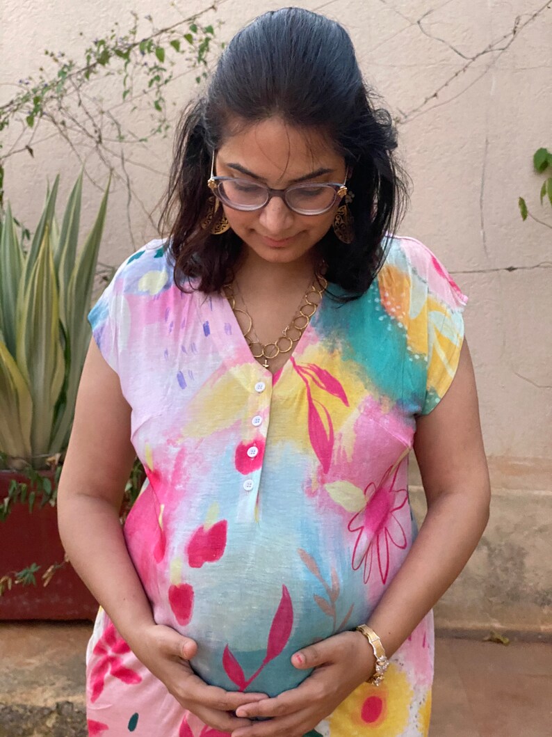 Happy Place Maternity Lounge Dress Soft Jersey Organic Etsy