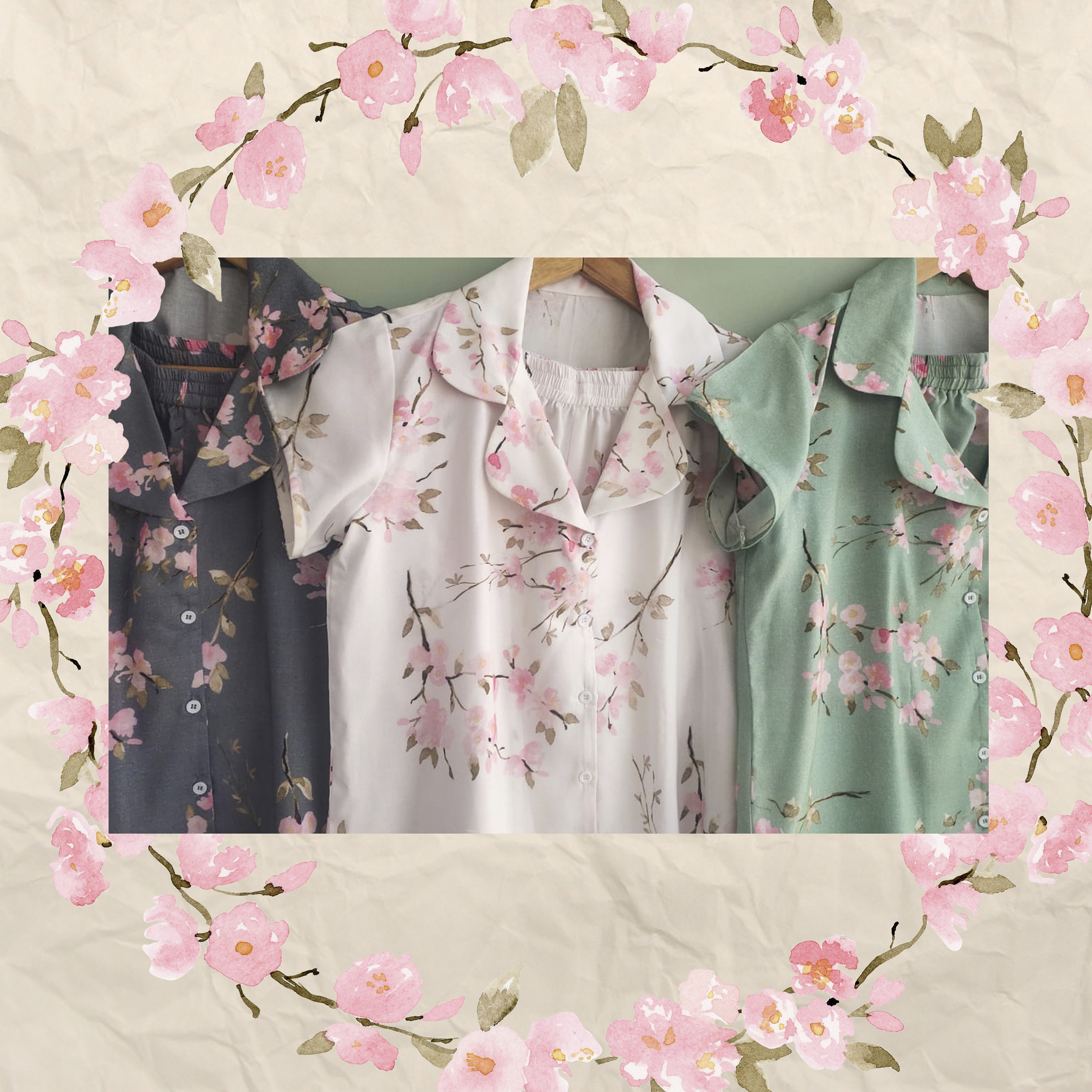 ALAZA Japanese Pink Cherry Blossom Flower Pajamas Shorts Set Women
