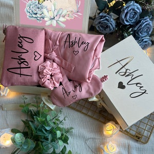 Succulents Desert Themed Personalized Bridesmaid Proposal Box or Thank you Gift Box with Ruffle Robes or Pjs, Will You Be My Bridesmaid Box image 2