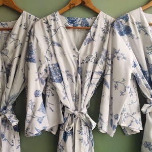 Chinoiserie Chic. Hand-drawn Oriental Porcelain Inspired Blue and White Pattern - Robes / Pjs / Rompers - Bridesmaids Getting Ready Outfits