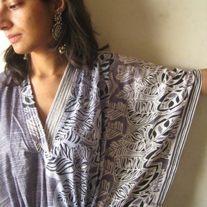 Grey leafy Kaftan - A comfortable Caftan House Dress