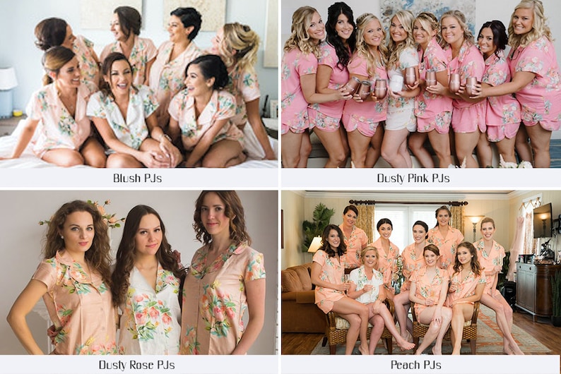 Pjs in your wedding colors Blush and Grayed Jade Mismatched PJs Notched Collar Style Pj Sets Bridesmaids Pjs Getting Ready Pjs image 9