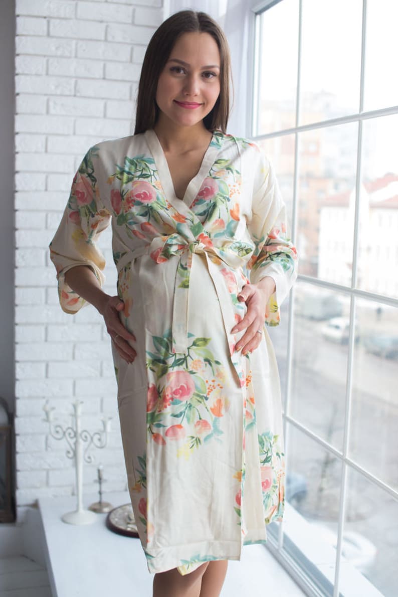 Moms in Premium Cream Soft Rayon, Maternity Robe, Delivery Robe, Labor ...