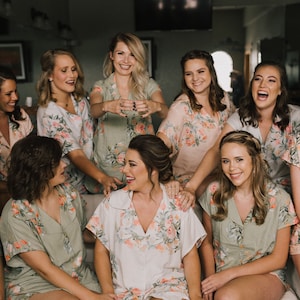 Pjs in your wedding colors Blush and Grayed Jade Mismatched PJs Notched Collar Style Pj Sets Bridesmaids Pjs Getting Ready Pjs image 1