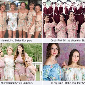 Gray Off the shoulder Rompers By Silkandmore Dreamy Angel Song pattern Bridesmaids Gifts, Bridesmaids Rompers, Bridal Party Rompers imagen 9