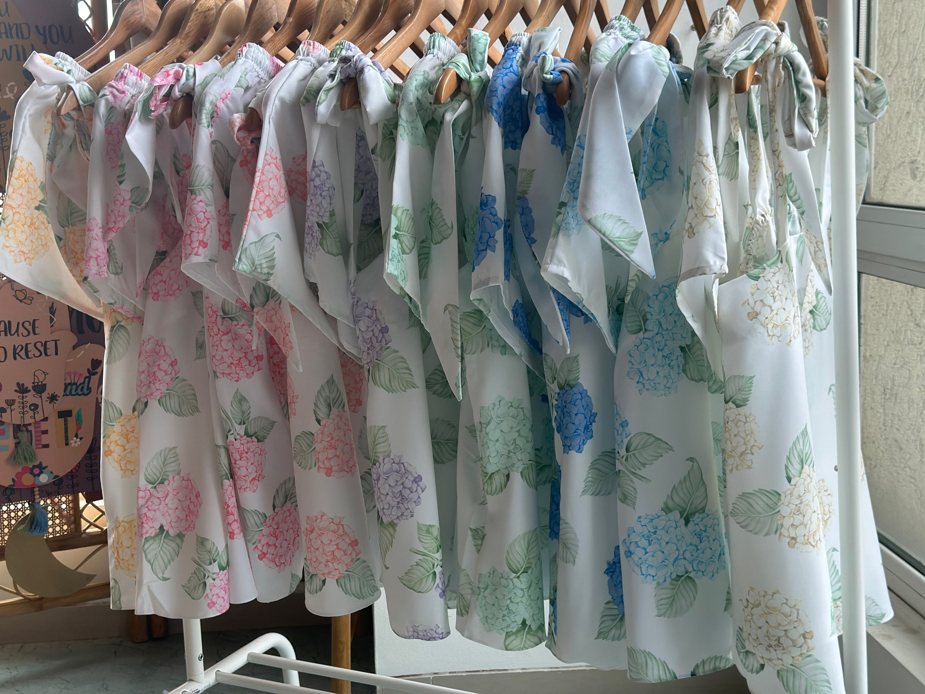 New Hydrangea PJs - Notched Collar Style Pj Sets in Blooming Hydrangeas Pattern - Bridesmaids Pjs