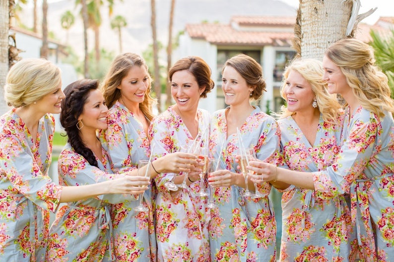 silver bridesmaid robes