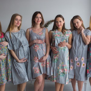 Hospital Gowns Delivery Gowns Light Blue Birthing Gowns Nursing Gowns Feeding Gowns Silkandmore Maternity Maternity Gown Labor Gowns