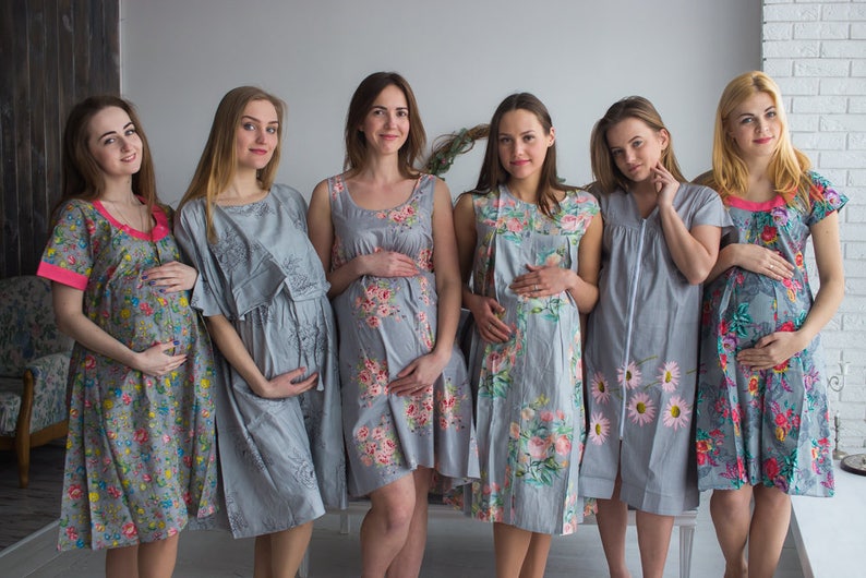 Delivery Gowns Gray Birthing Gowns Maternity Gowns Labor Gowns Feeding Gowns Nursing Gowns Hospital Gowns Silkandmore Maternity