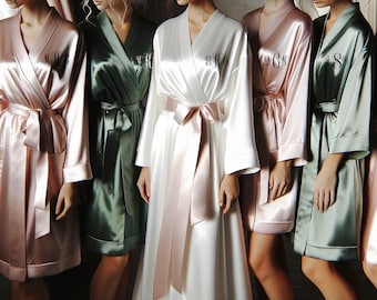 Personalized Bridesmaid Robes | Over 35 colors available | Unlimited Customization: Color/Design/Size | Bridal Party Satin Robes