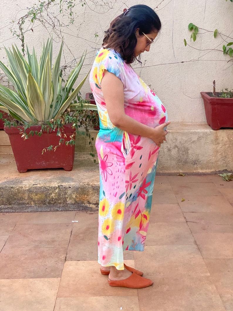 Happy Place Maternity Lounge Dress Soft Jersey Organic Etsy