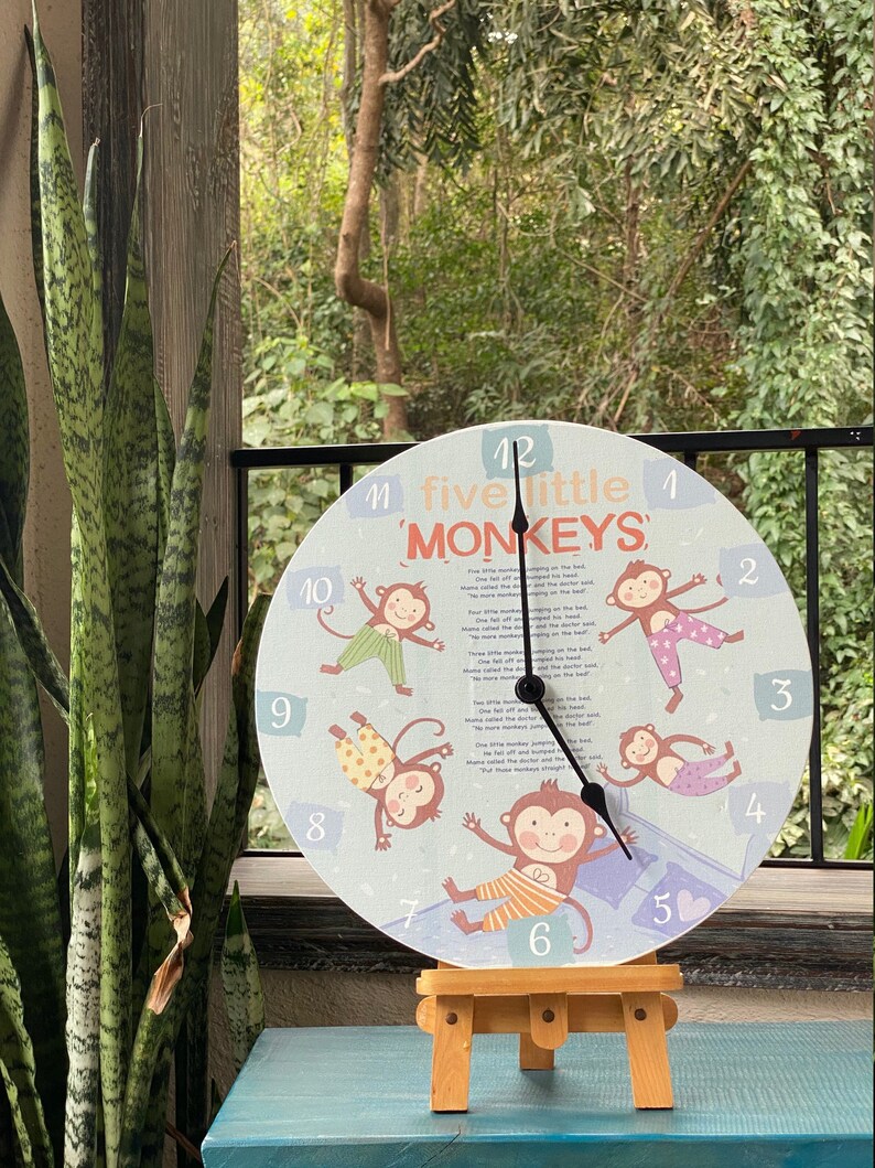 Five Little Monkeys Poem Clock Kids Poems Clock Kids Etsy