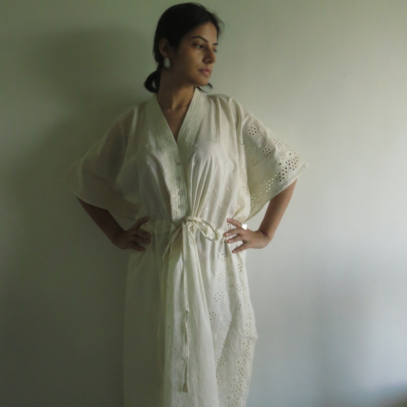Ivory Eyelet Nursing Maternity Hosptial Gown Delivery Kaftan Etsy