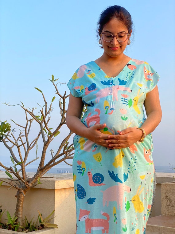 Buy Floral Maternity Nursing Kurti Gown for Everyday Wear, Pregnancy Dress  for Woman, Zip for Baby Feeding Daily Wear, Maternity Dress for Mama Online  in India - Etsy
