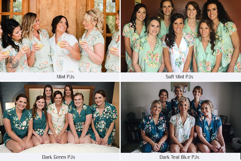 Pjs in your wedding colors Blush and Grayed Jade Mismatched PJs Notched Collar Style Pj Sets Bridesmaids Pjs Getting Ready Pjs image 7