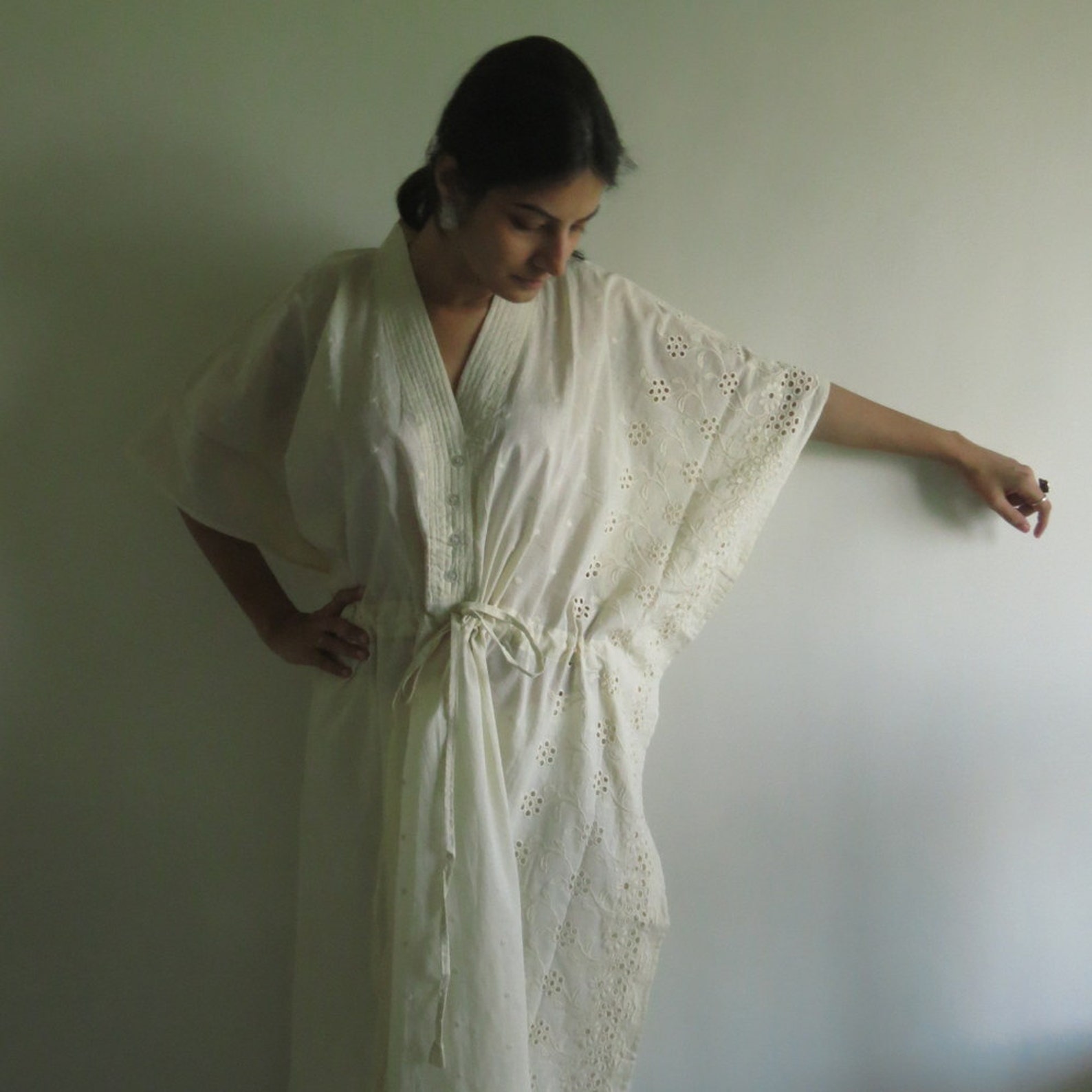 Ivory Eyelet Nursing Maternity Hosptial Gown Delivery Kaftan Etsy