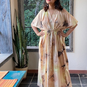Watercolor Splash Caftan - Softest Cotton free flowing kaftan dress - Perfect as house dress, lounge wear, beachwear, muumuu, mumu