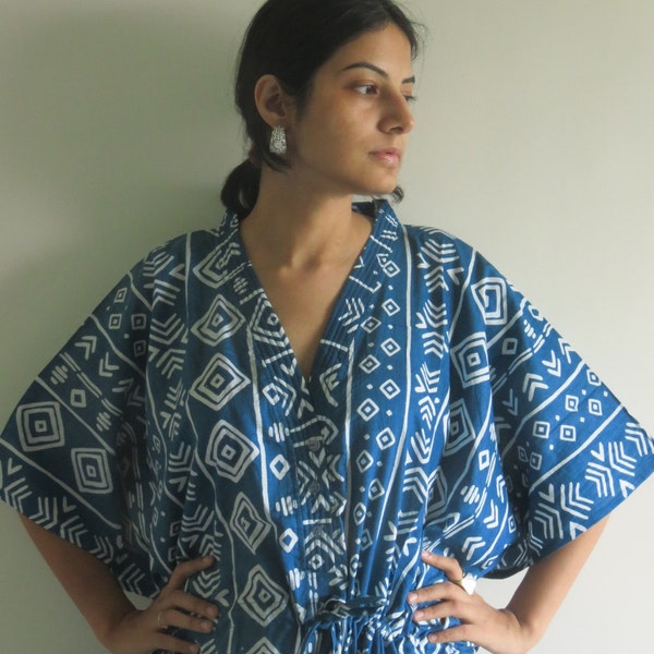 Dark Blue Aztec Tribal Nursing Maternity Hosptial Gown Delivery Kaftan Great as loungewear getting ready, beachwear gift for moms to be moms