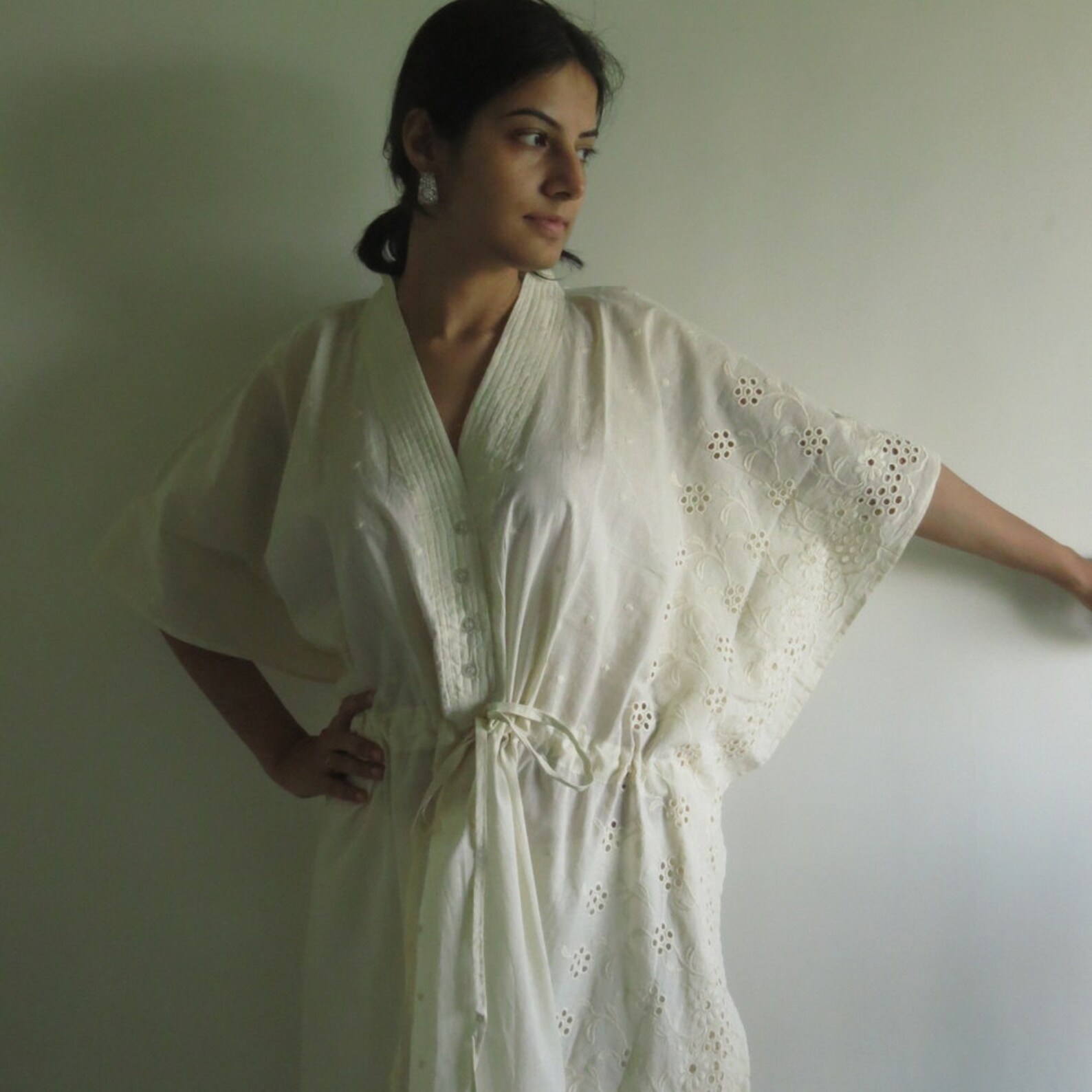 Ivory Eyelet Nursing Maternity Hosptial Gown Delivery Kaftan Etsy