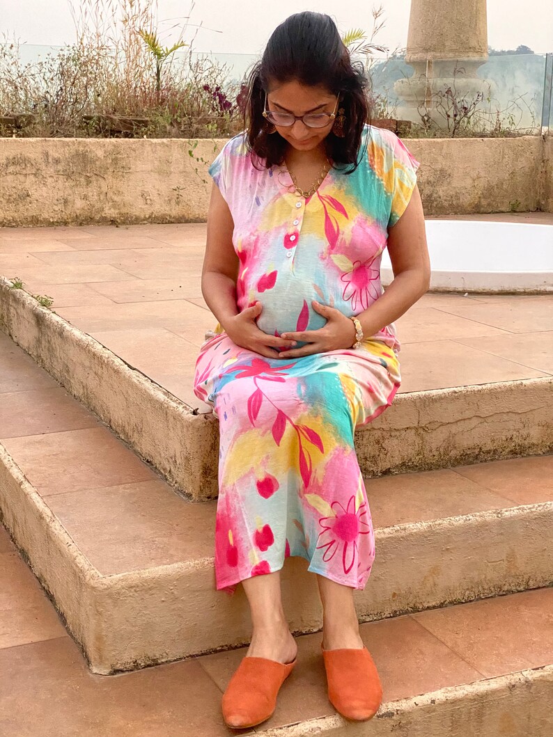 Happy Place Maternity Lounge Dress Soft Jersey Organic Etsy