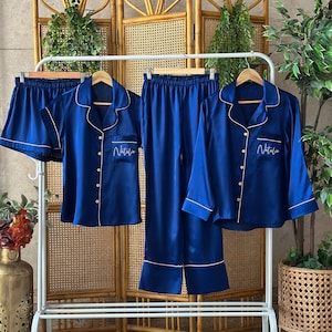 Personalized Satin Bridesmaid Pjs - Over 65 colors and themes available - Any Custom color/design possible - Sizes Xsmall-5XL available