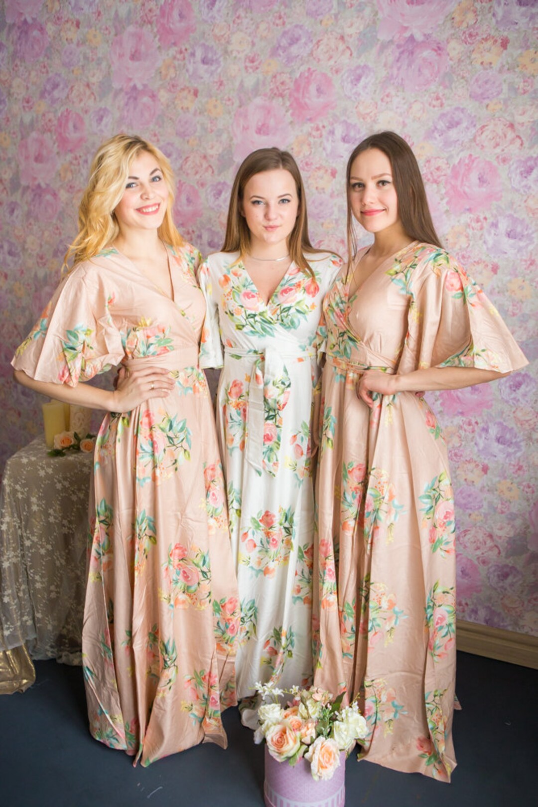 Dusty Rose Dress Robes in Dreamy Angel Song Pattern in Premium Rayon
