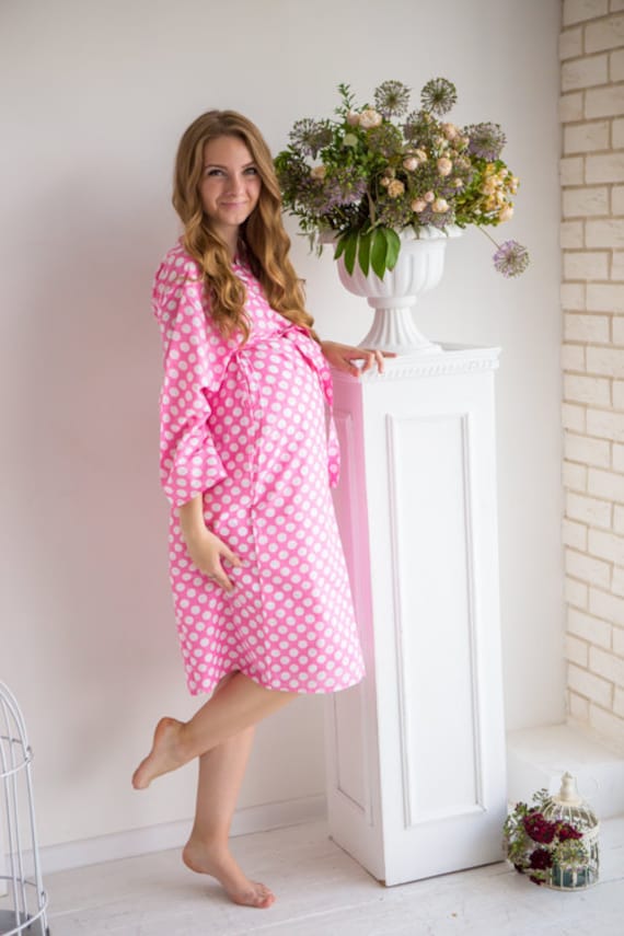 Pink Polka Dots Maternity Robe Hospital Gown, Delivery Robe, Perfect as  Labor and Delivery Gown, Nursing Mothers, for to Be Moms 