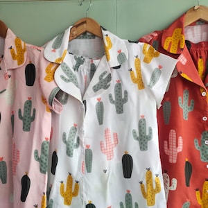Happy Cactus - Hand-drawn Cactus Pattern - Robes / Pjs / Rompers - Bridesmaids Getting Ready Outfits