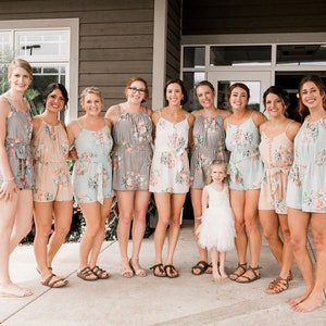 Mismatched Rompers By Silkandmore Bridesmaids Gifts, Bridesmaid Rompers, Bridal Party Rompers, Getting Ready Rompers, Playsuits image 2