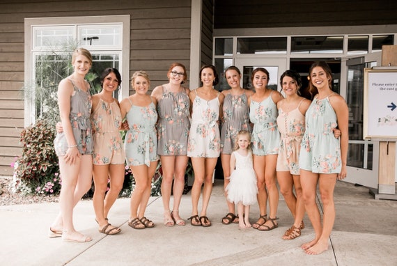 Mismatched Rompers by Silkandmore Bridesmaids Gifts, Bridesmaid Rompers,  Bridal Party Rompers, Getting Ready Rompers, Playsuits -  Denmark