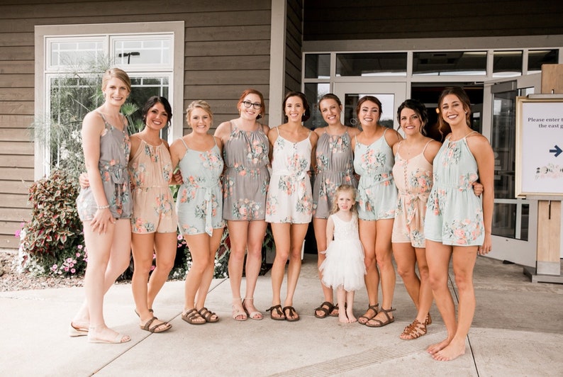 Mismatched Rompers By Silkandmore Bridesmaids Gifts, Bridesmaid Rompers, Bridal Party Rompers, Getting Ready Rompers, Playsuits image 2