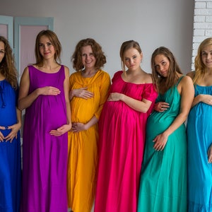 Ooievaar dromen Jewel afgezwakt Solids - moederschap Nachthemd moederschap Nighty, moederschap Bed Gown, zwangerschap Pyama, Pj, Baby douchegift