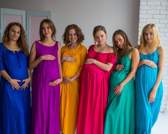 Stork Dreams Jewel Toned Solids – Camisola de maternidade, Camisola de maternidade, Vestido de cama de maternidade, Camisola de gravidez, Pj, Presente de chá de bebê