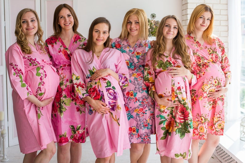 Moms in Pink Floral Prints Maternity Robe Delivery Robe Etsy