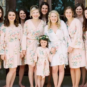 Premium Blush Bridesmaids Robes - Dreamy Angel Song Pattern - Soft Rayon Fabric - Better Design - Perfect as getting ready robes