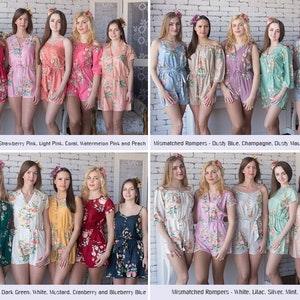 Mismatched Rompers By Silkandmore Bridesmaids Gifts, Bridesmaid Rompers, Bridal Party Rompers, Getting Ready Rompers, Playsuits image 10